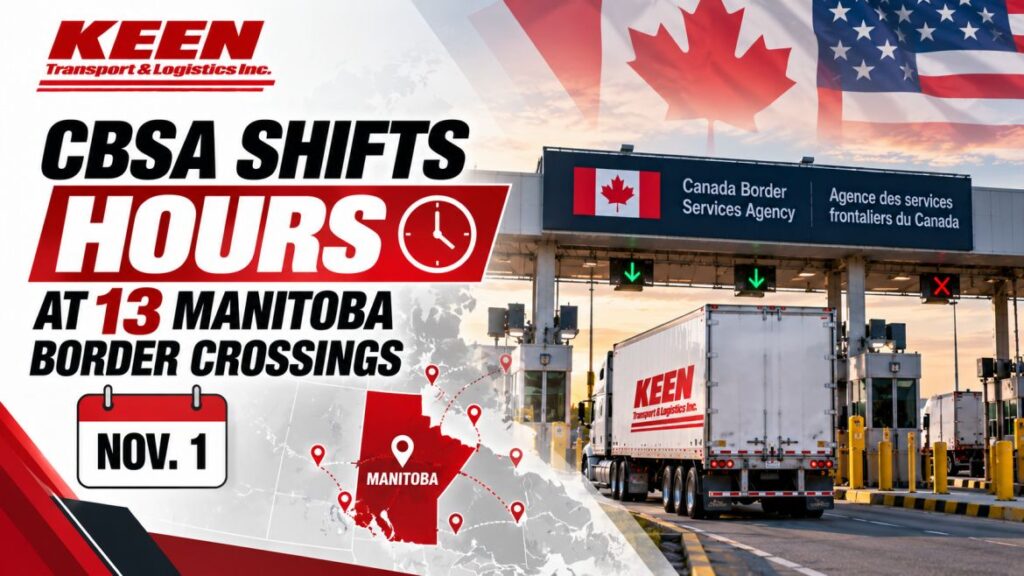 CBSA Shifts Hours at 13 Manitoba Border Crossings Nov. 1